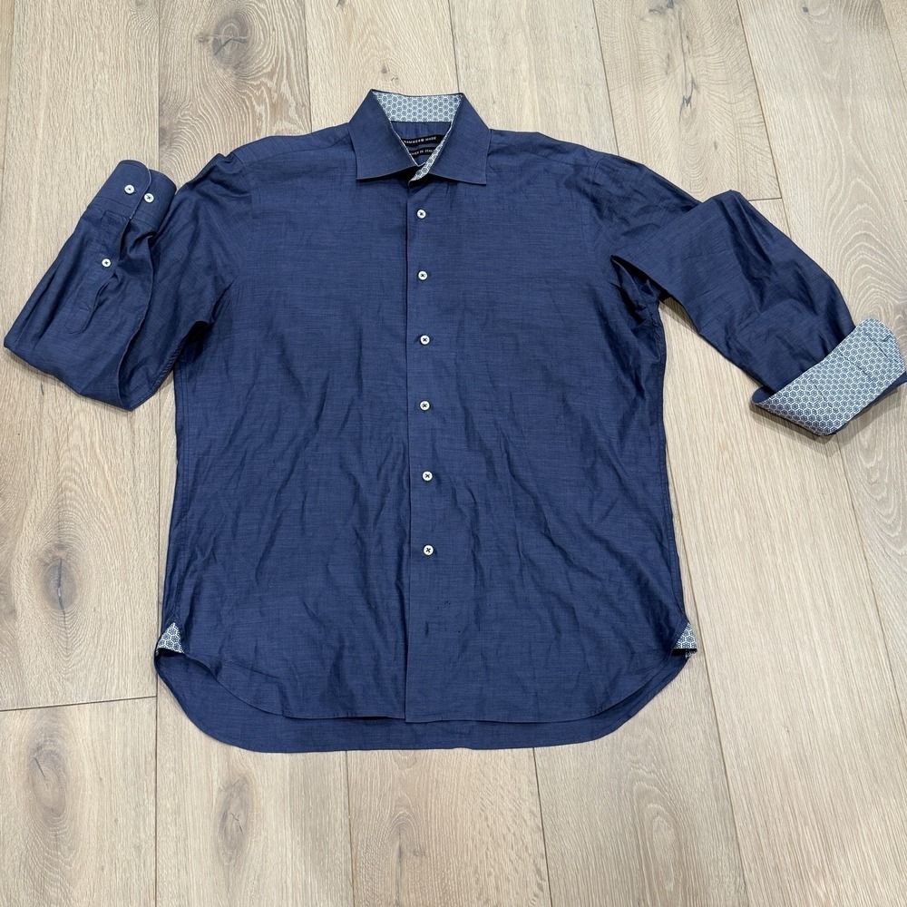 Hammer Made Mens Size 41/16 Casual Button Down‎ Shirt Woven in Italy